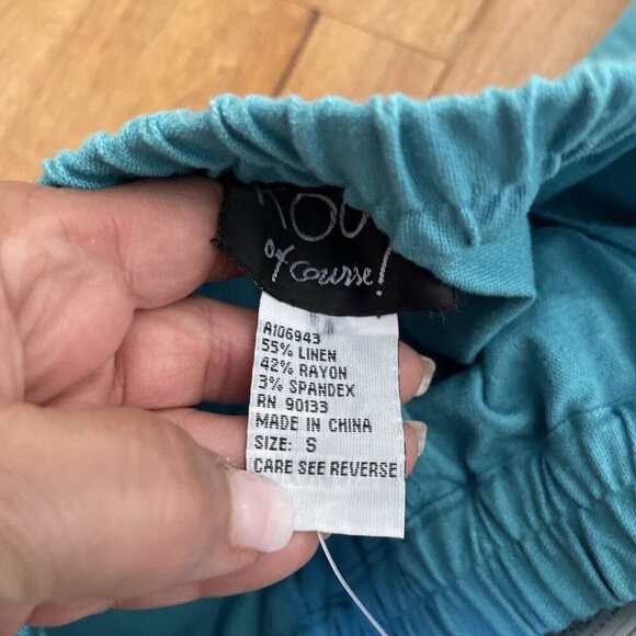 KOOS OF COURSE Pull On Capris Women's Small Turquoise Linen Blend Beachy NWT - Picture 13 of 15